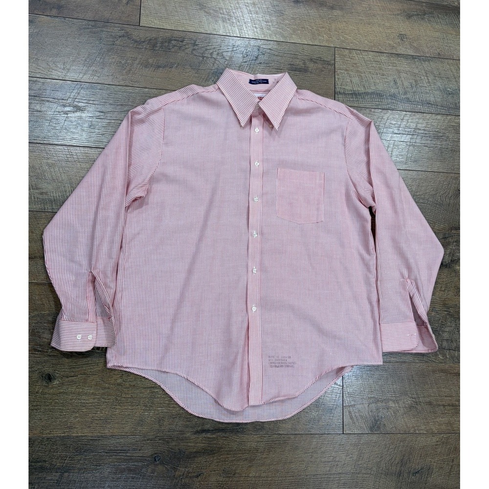 Vintage 70s McGregor Striped Button Up‎ Dress Shirt Made In USA XL Red White